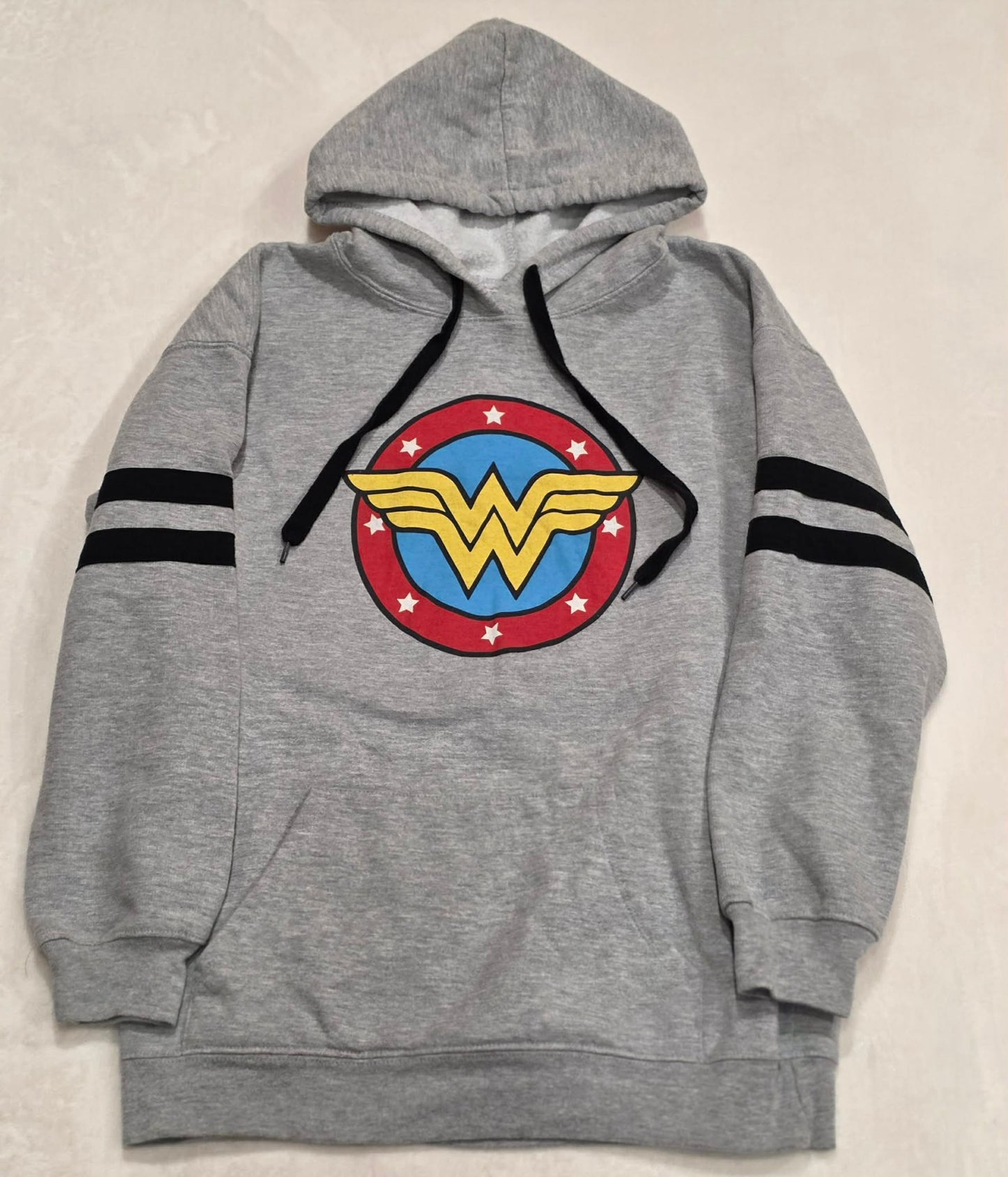 Wonder Woman Girls Hoodie Youth M (7–8) Gray Pullover Sweatshirt DC Comics