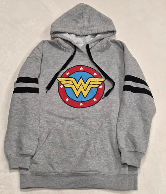 Wonder Woman Girls Hoodie Youth M (7–8) Gray Pullover Sweatshirt DC Comics