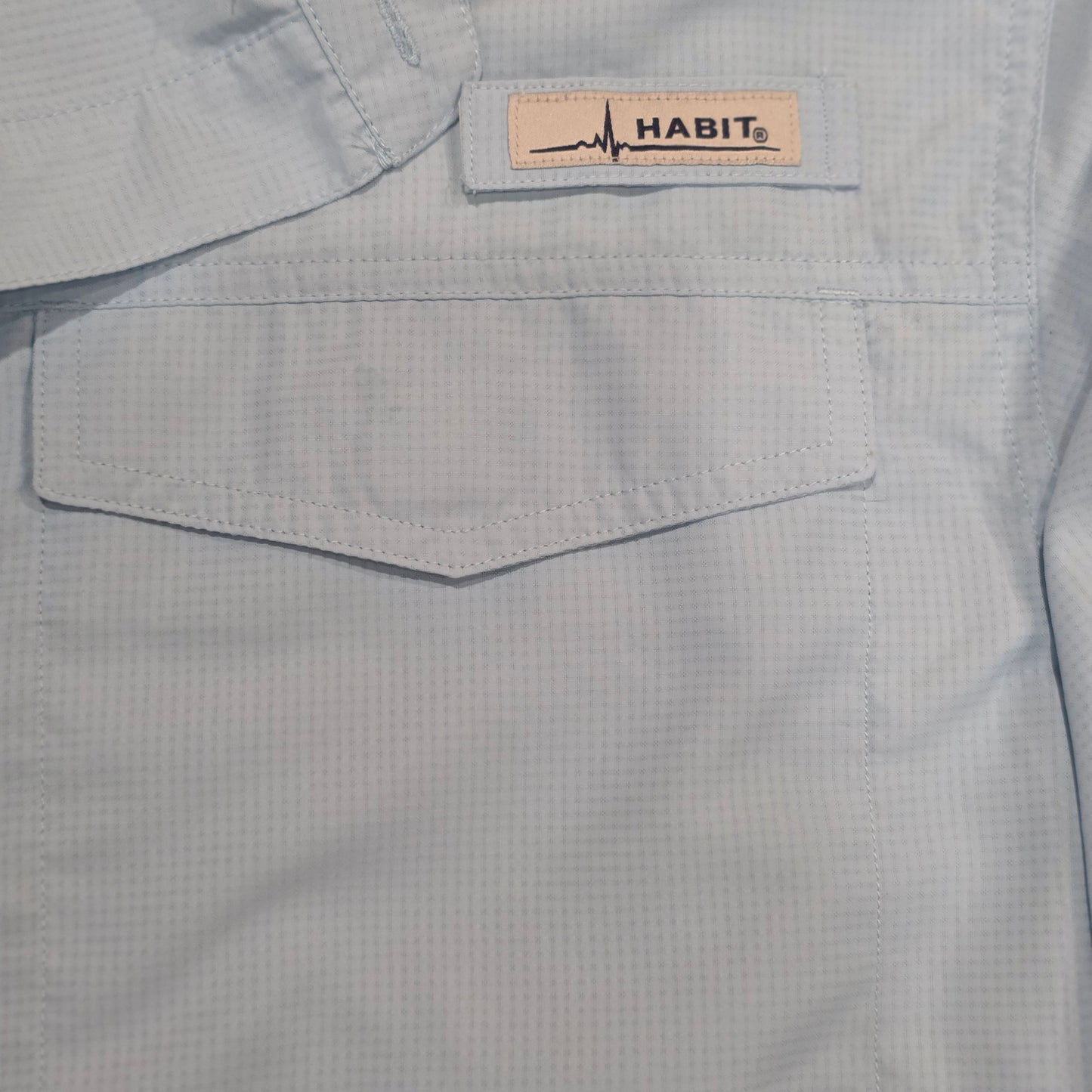 Habit Outdoors Fishing Shirt Mens 2XL Light Blue UPF 40 Vented Short Sleeve Performance