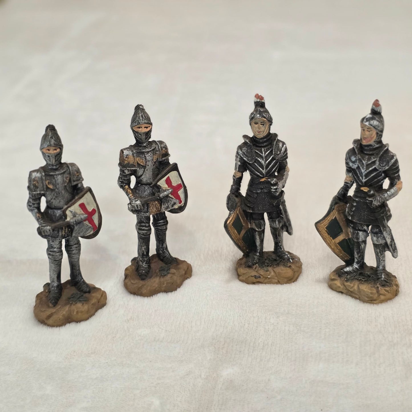 Set of 4 Medieval Knight Figurines – Hand Painted Armor Soldiers
