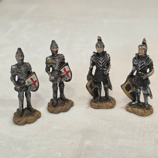 Set of 4 Medieval Knight Figurines – Hand Painted Armor Soldiers