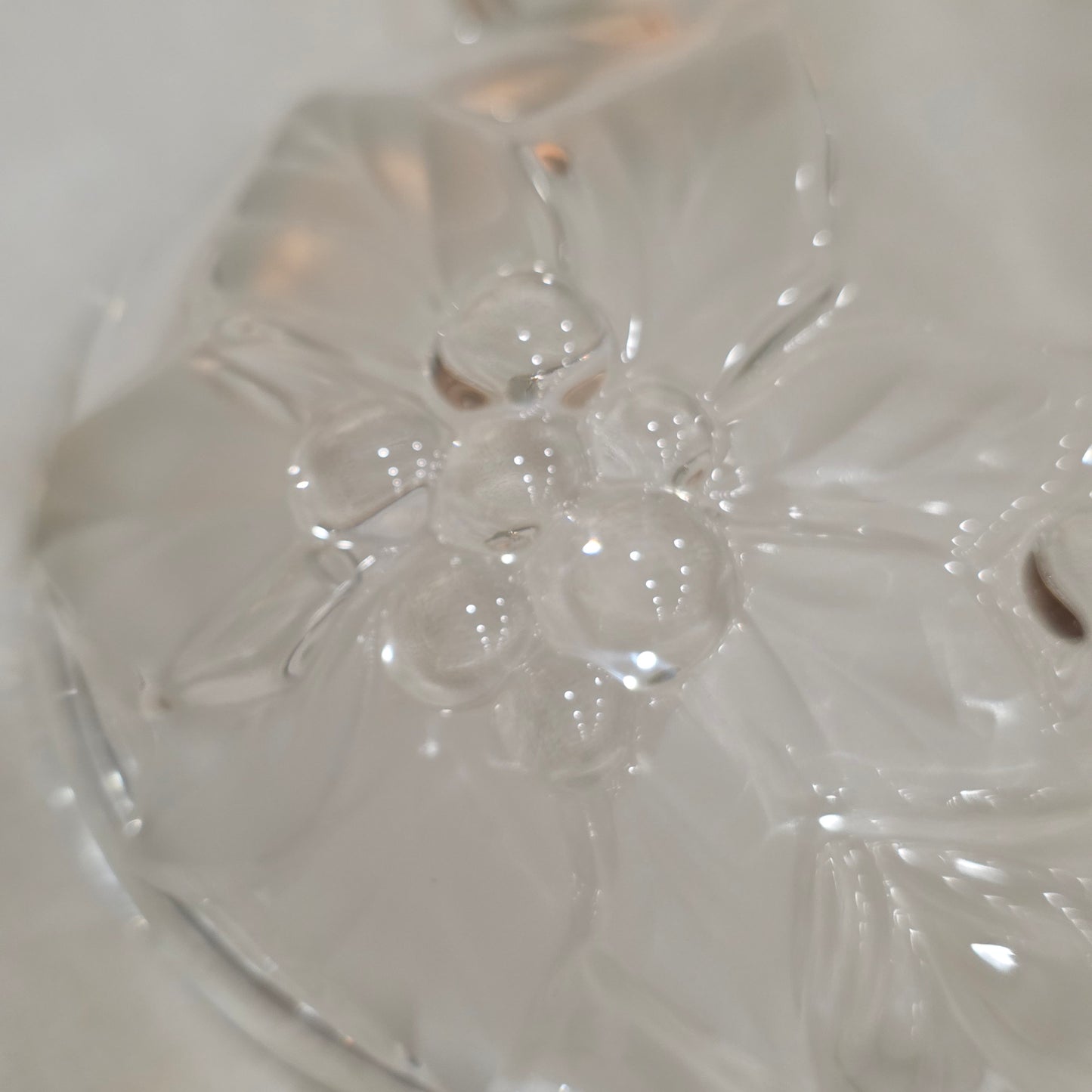 Vintage Clear Pressed Glass Heart Trinket Dish with Floral Detail