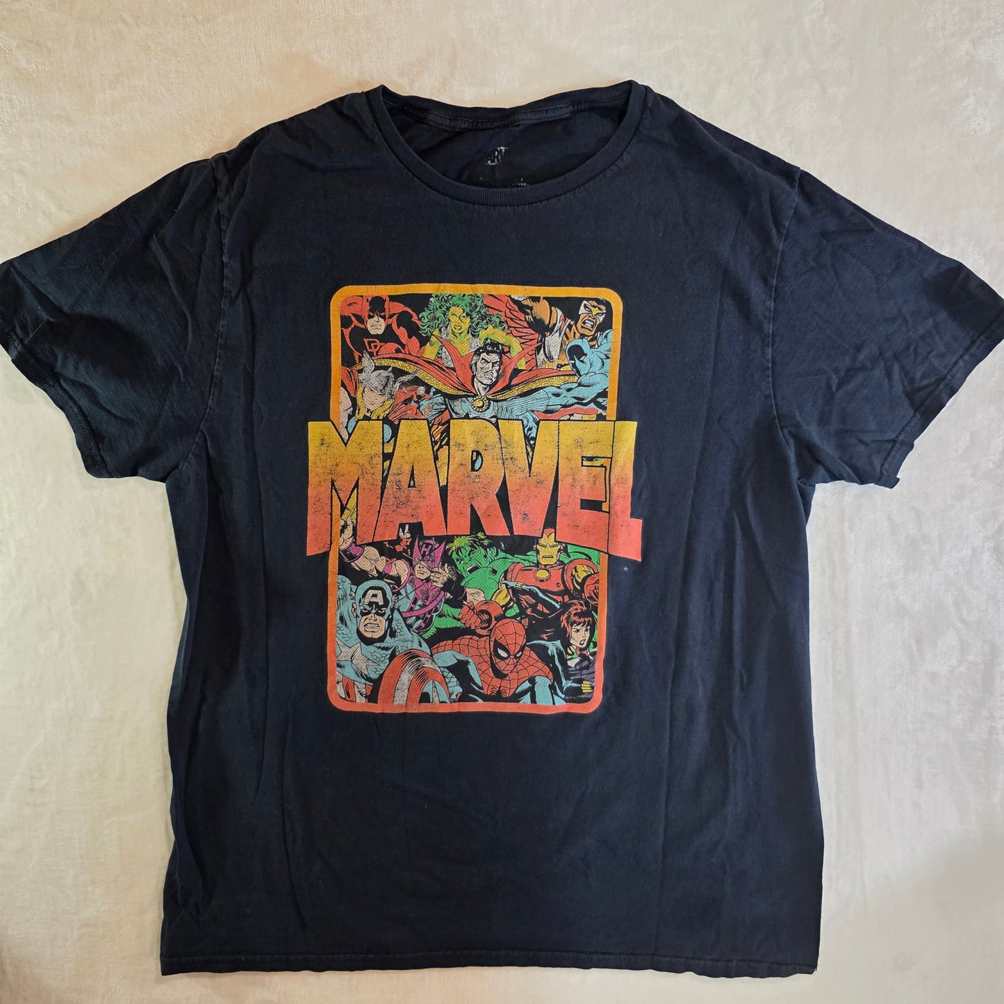 Marvel Graphic T-Shirt S Medium Super Heroes Black|Colorful