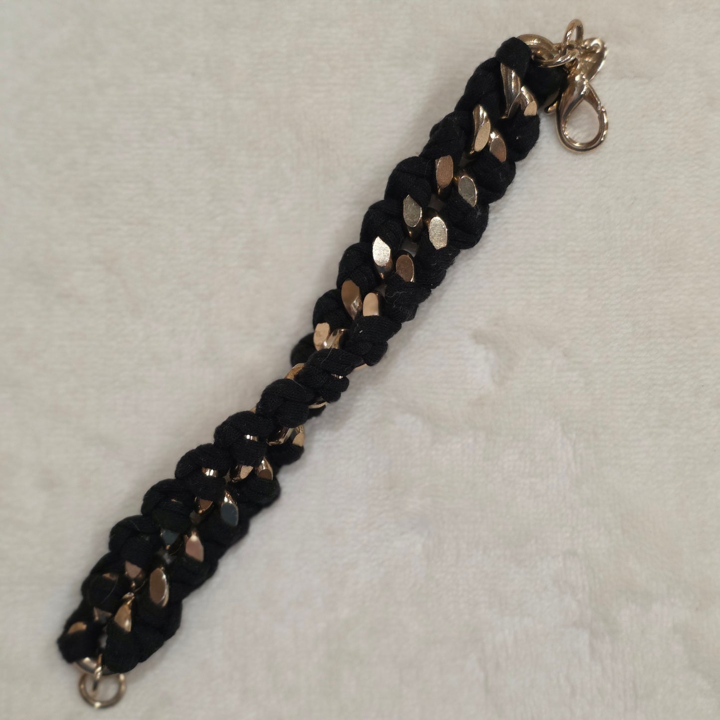 Mango (MNG) Black Braided Bracelet with Gold-Tone Accents