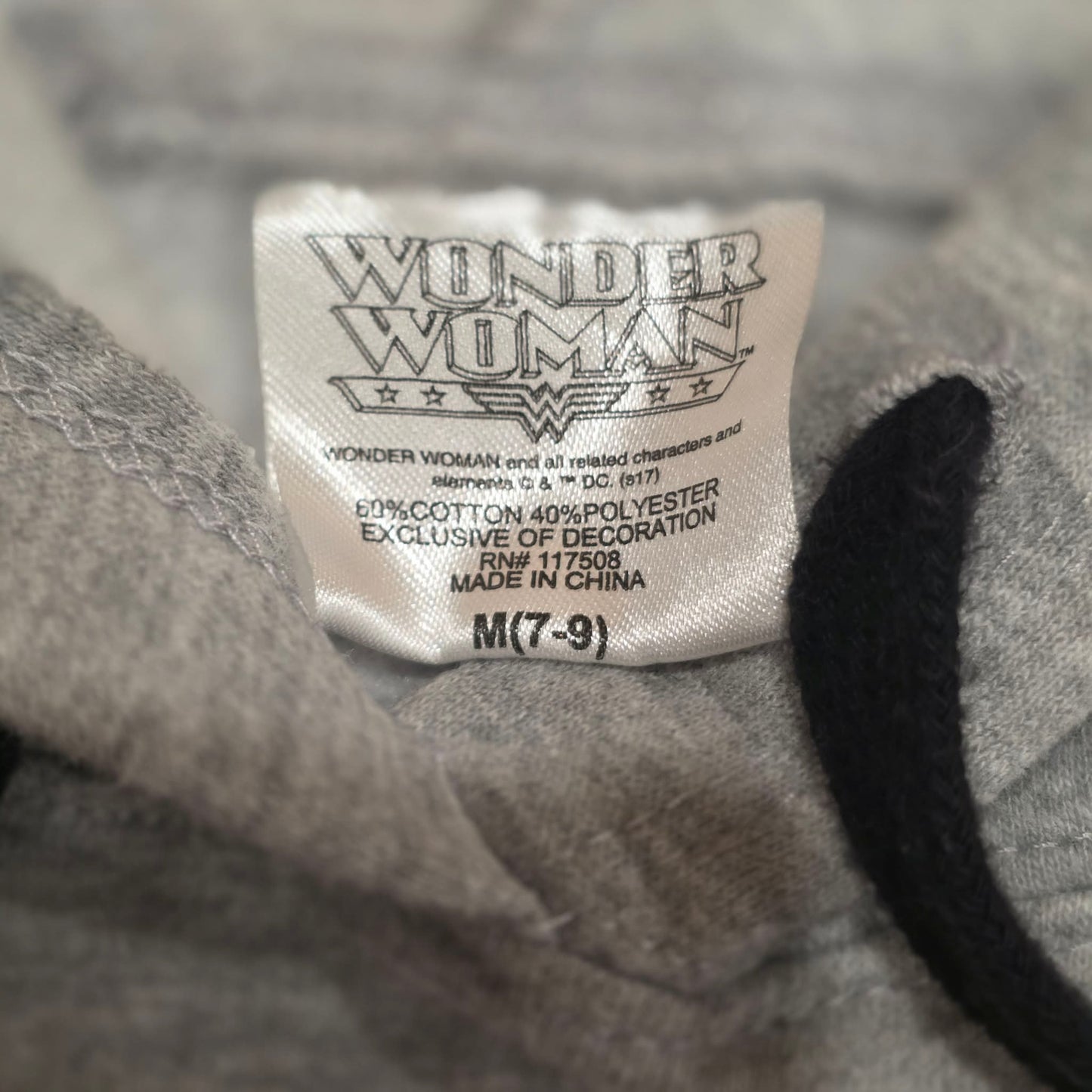 Wonder Woman Girls Hoodie Youth M (7–8) Gray Pullover Sweatshirt DC Comics
