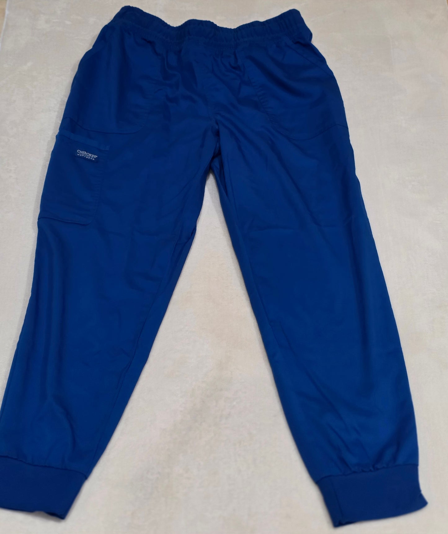 Cherokee Scrub Pants L Royal Blue Jogger Nurse Medical Workwear WW115