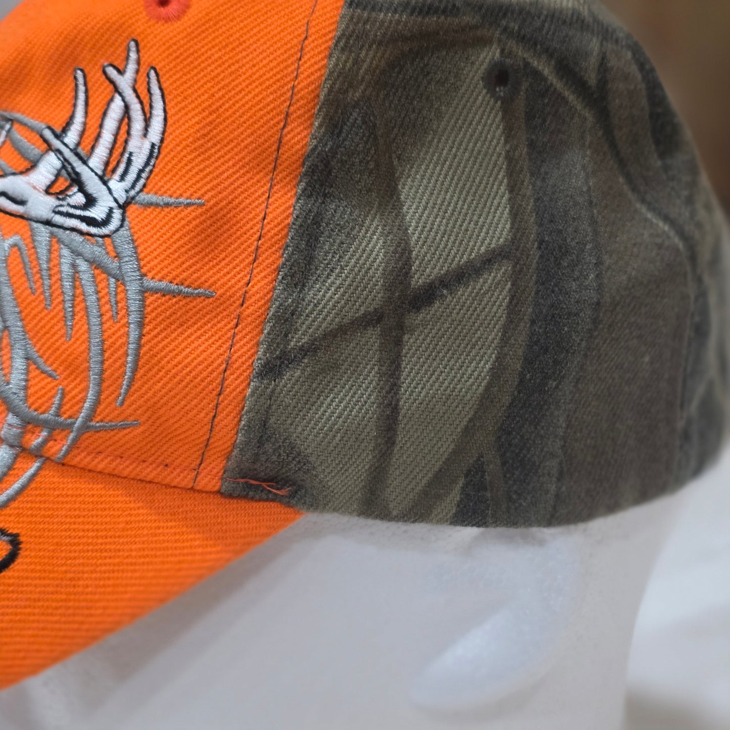 Predator Deer Skull Blaze Orange Camo Hunting Hat - KYS Design Cap, One Size