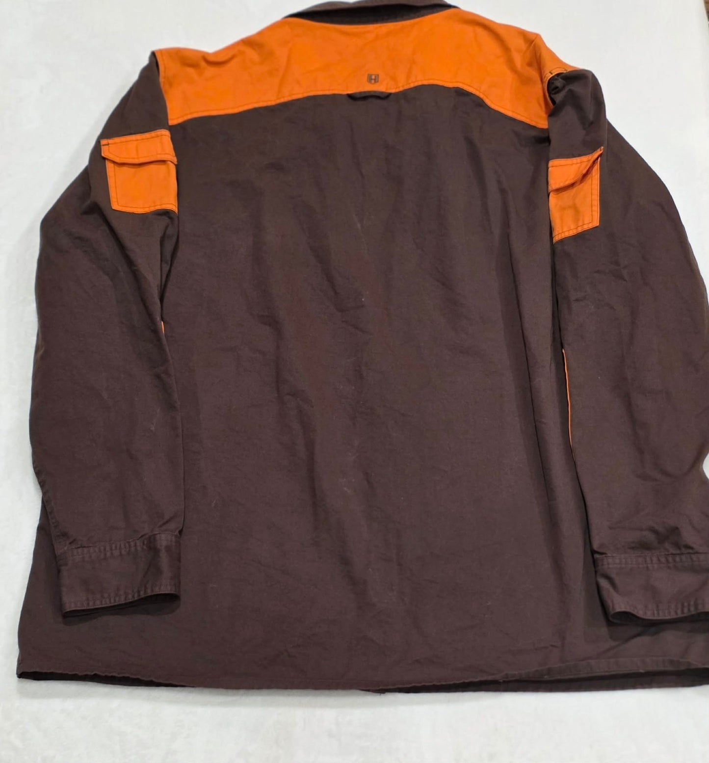 HEYBO Men’s 3XL Brown Blaze Orange Hunting Field Shirt Workwear Vented Utility