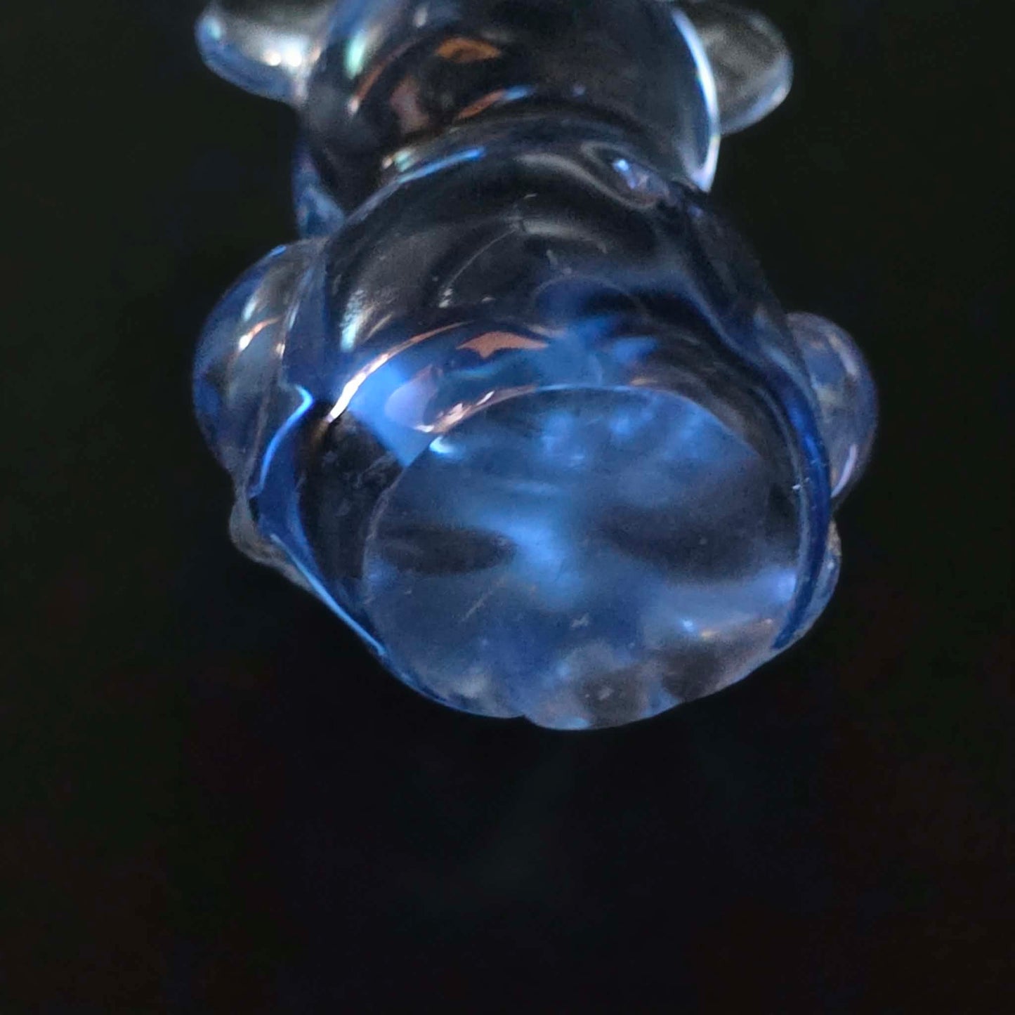 Clear Blue Glass Bear Figurine Miniature Paperweight Decorative Collectible Gift