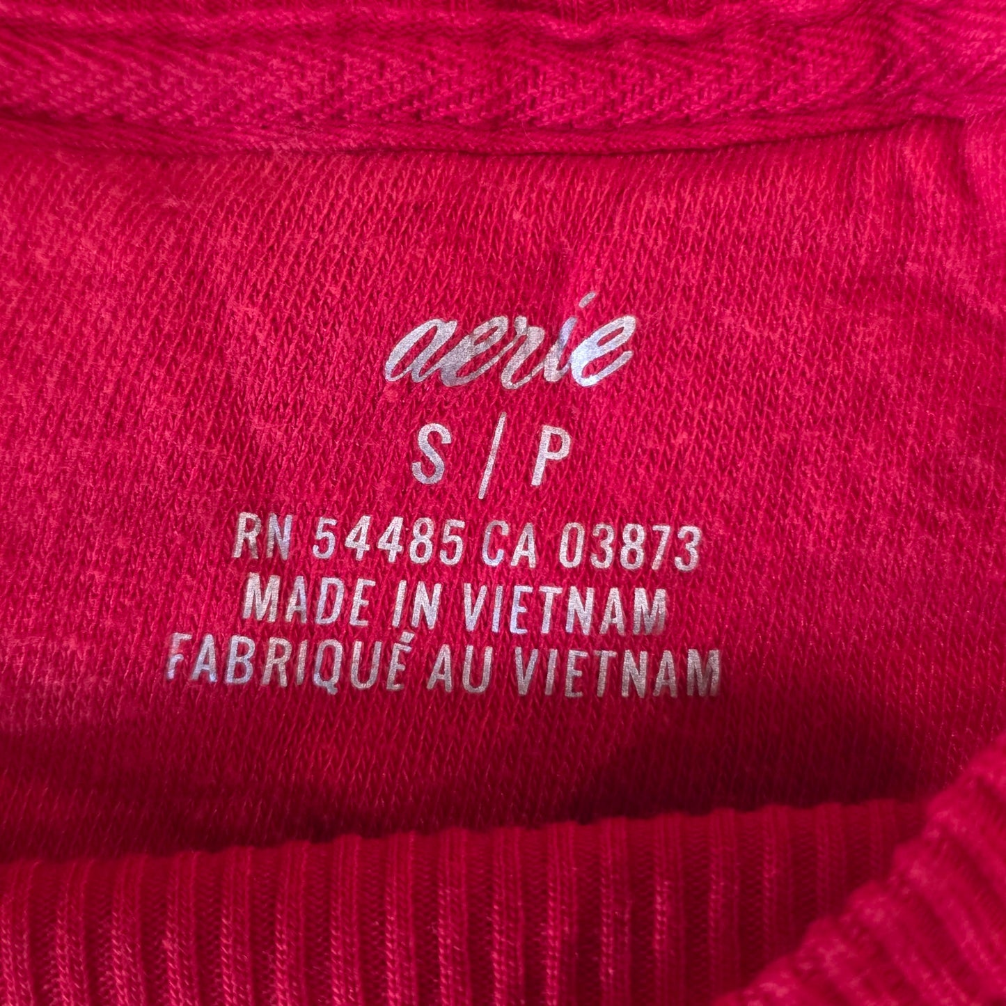 Aerie Red Sherpa Fleece Sweatshirt Side Slit Cozy Pullover “A Little Naughty”