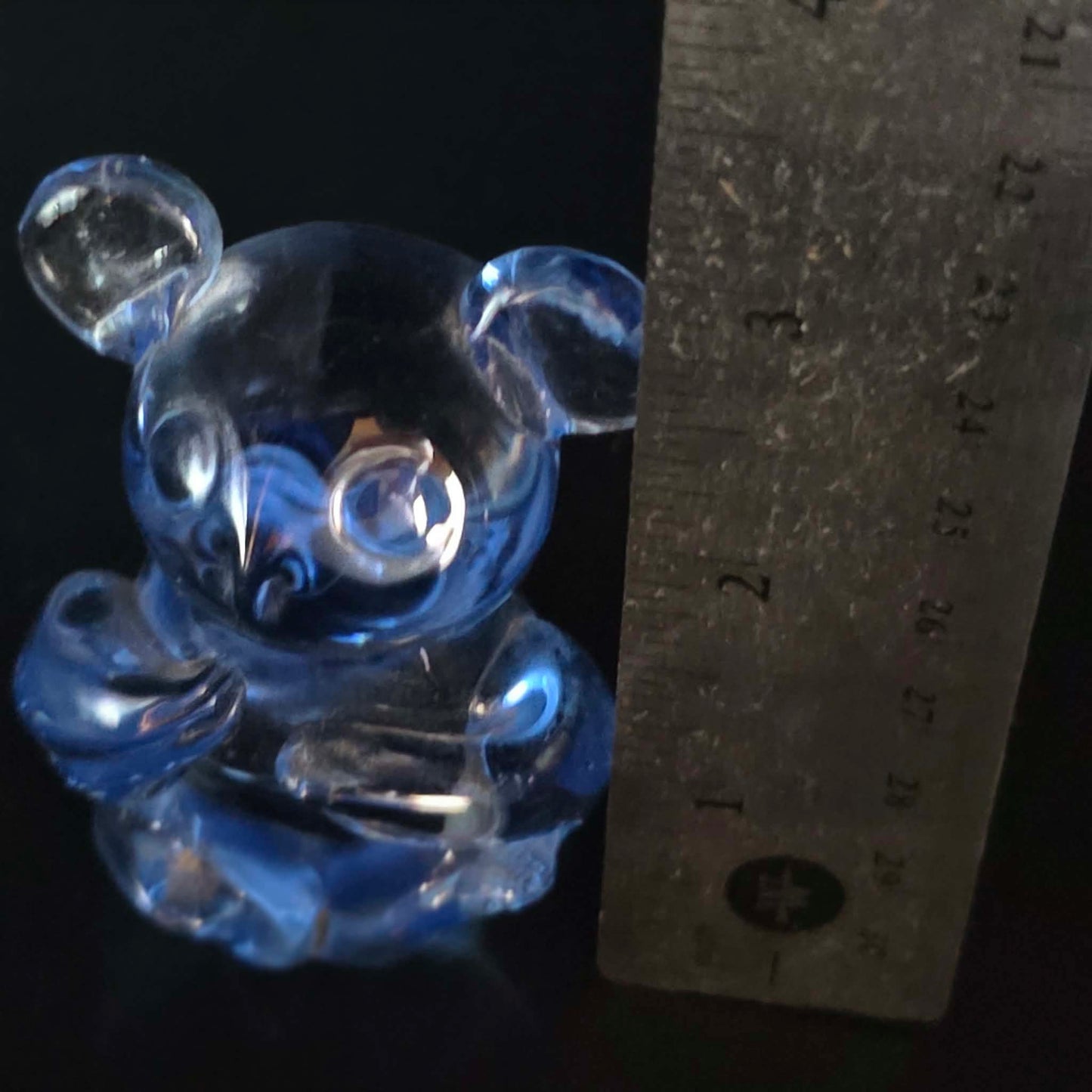 Clear Blue Glass Bear Figurine Miniature Paperweight Decorative Collectible Gift