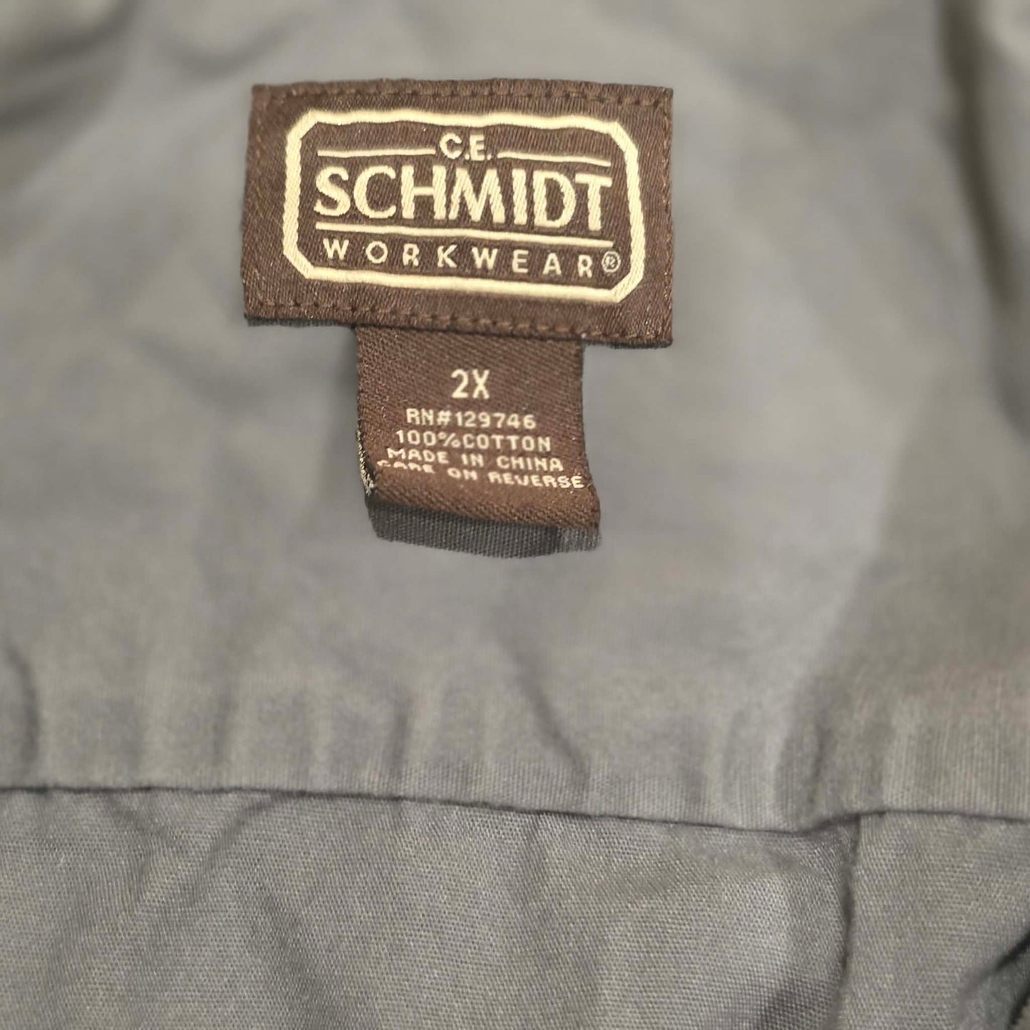 CE Schmidt Workwear Men’s 2X Gray Short Sleeve Button Up Cotton Utility Shirt