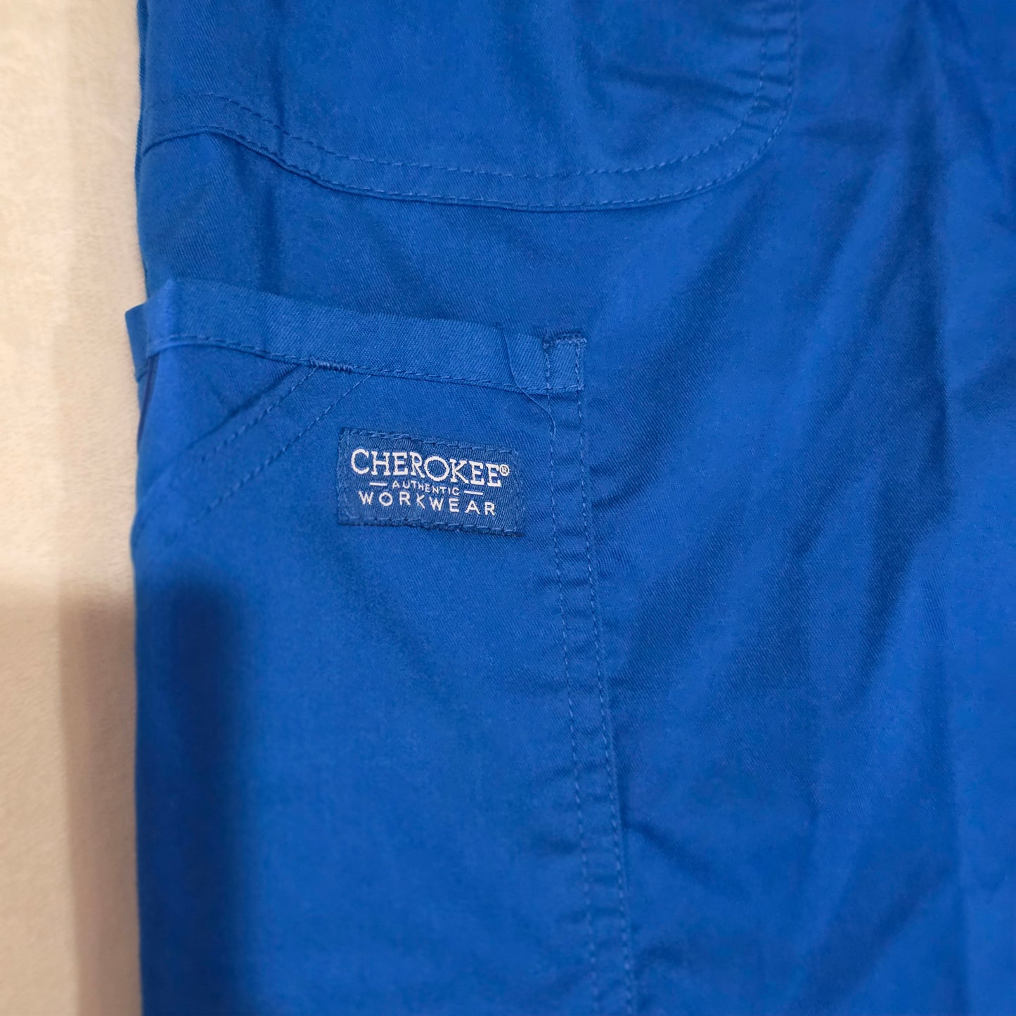 Cherokee Scrub Pants L Royal Blue Jogger Nurse Medical Workwear WW115