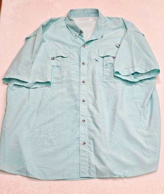 Columbia PFG Omni-Shade Fishing Shirt Men’s XXL Mint Short Sleeve Vented Outdoor