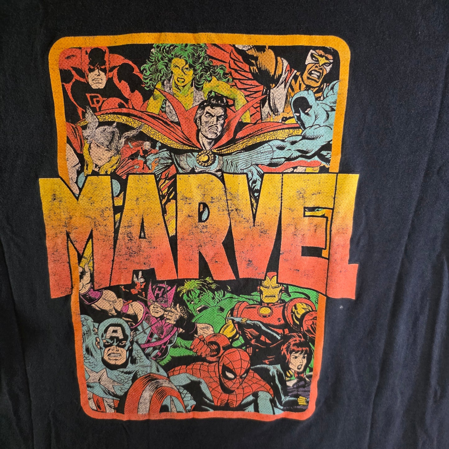 Marvel Graphic T-Shirt S Medium Super Heroes Black|Colorful
