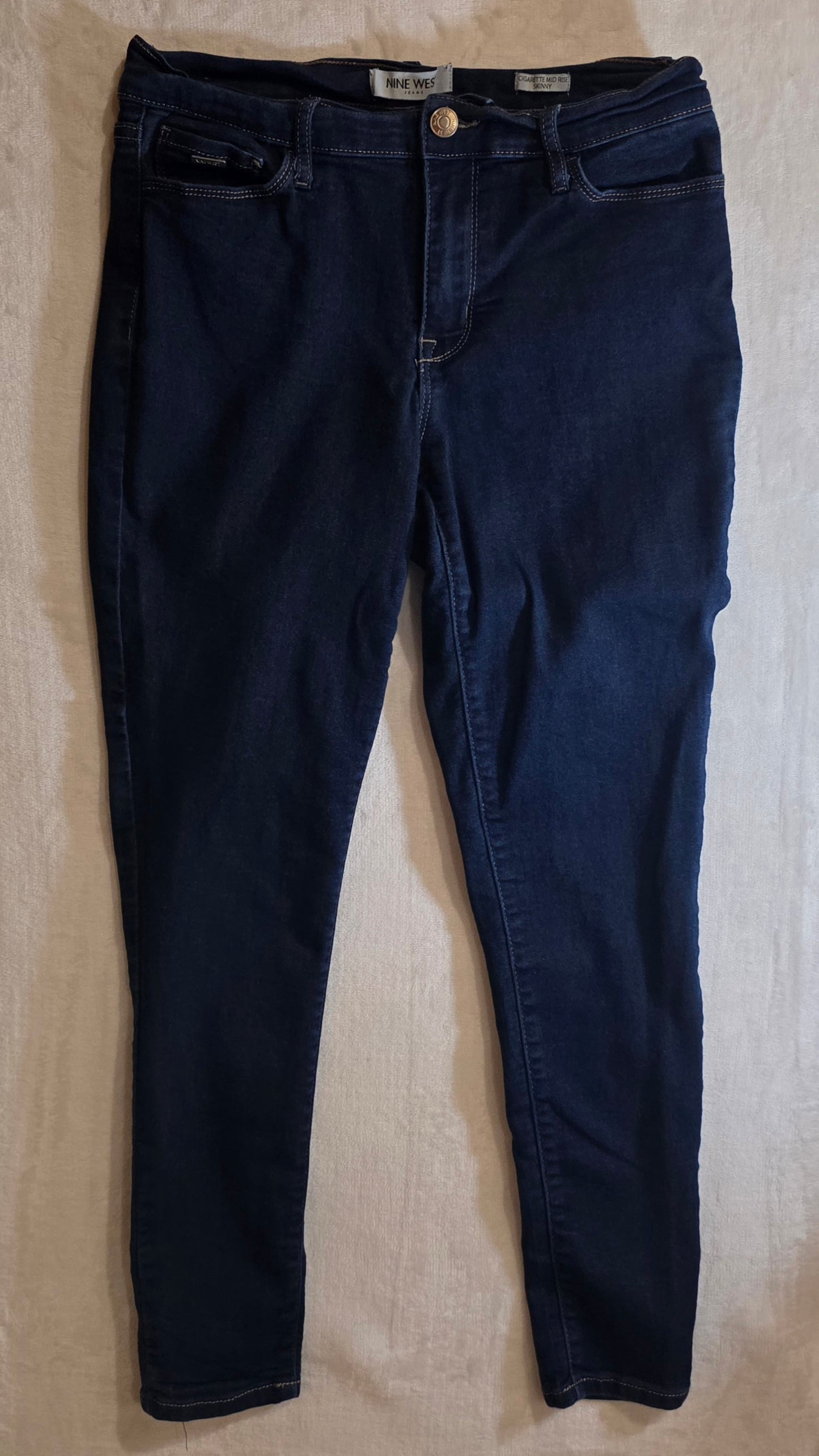Nine West Jeans Women’s Cigarette Mid Rise Skinny Size 6 Dark Blue